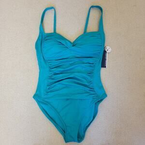 NWT Sonnet Shores Sz 8 1 Pc Swimsuit Adjustable Straps Molded Cups Ruched Beach